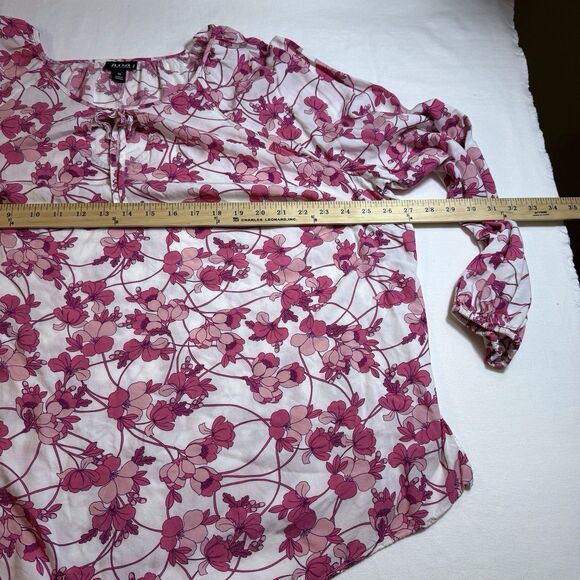 A New Approach Top Womens XL Floral White And Pink Long Sleeve‎ Rayon - Picture 7 of 12